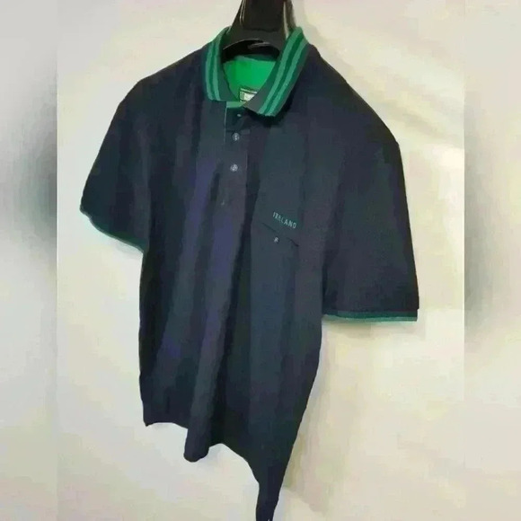Men's Irlanda Ireland Navy/Green Polo Short Sleeve Shirt Size L - Picture 2 of 8